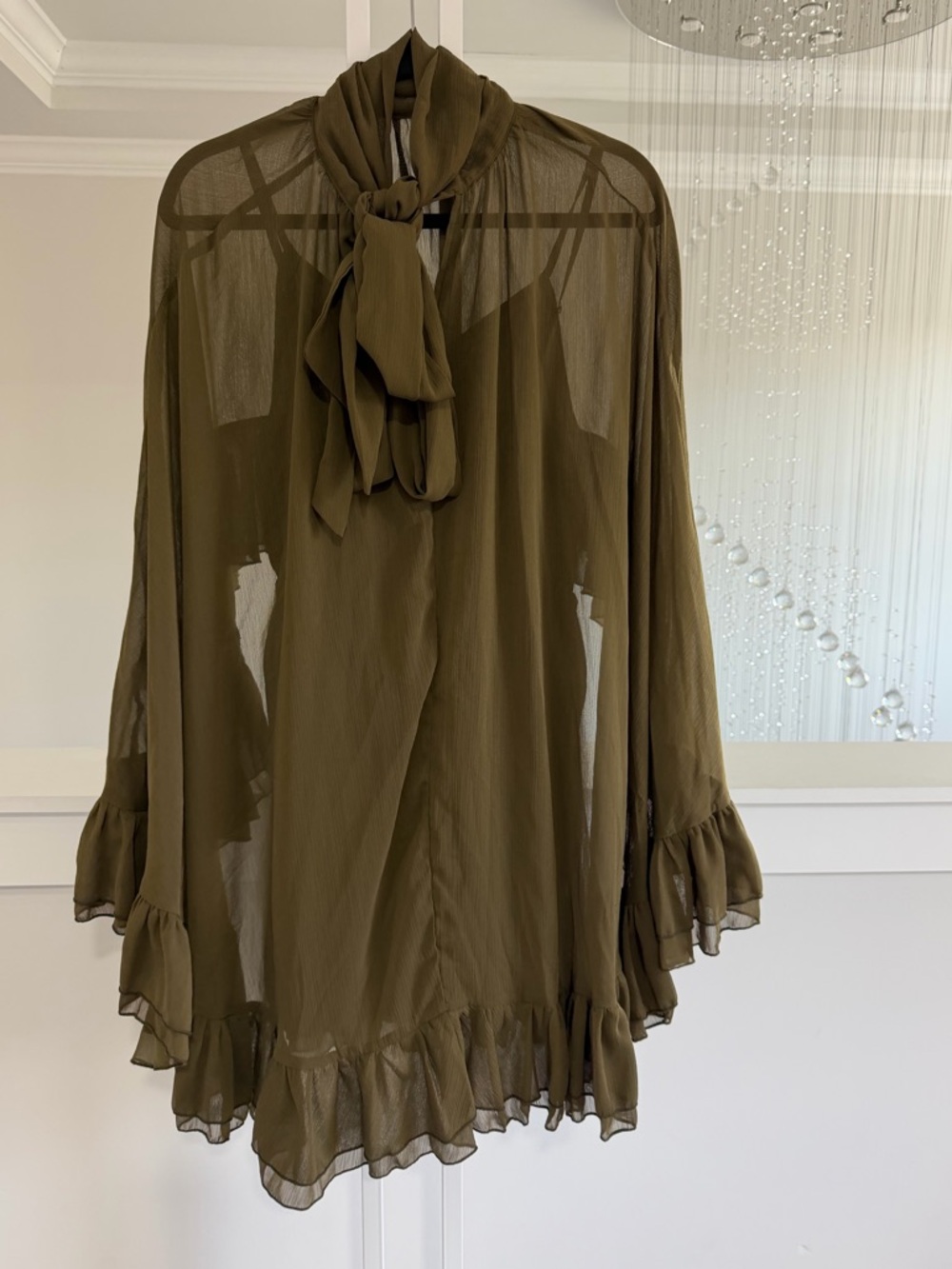Commense Ruffled Flowy Cape Dress - Picture 6 of 8